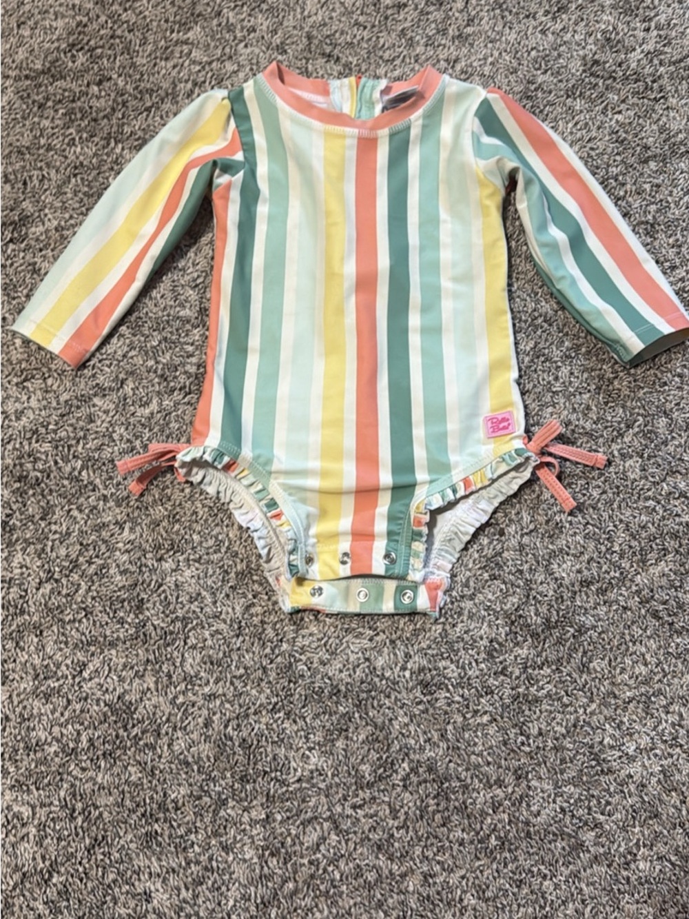 Ruffle Butts Striped Long Sleeve One Piece Swimsuit 12/18mo